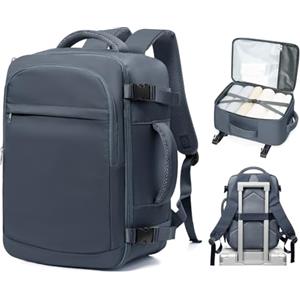 BOXSAM Ryanair Bagaglio a Mano 40x30x25 - Zaino da Cabina Donna Uomo per Aereo (Sotto Sedile) - Borsa da Viaggio 45x36x20 - Zaino Impermeabile per Laptop - Compatibile EasyJet, Business Blu