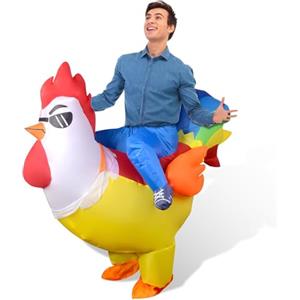 Spoyletto Costume gonfiabile di Halloween da gallo per adulti 1,5-1,9 m, costume da rapimento per adolescenti, costume gonfiabile divertente da gallo, costume di carnevale, cosplay, spettacoli, Adulti