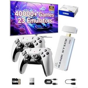 FebotakConsole per videogiochi retrò Febotak 2025 con oltre 40.000 giochi, 23 emulatori, HDM 4K, doppi controller wireless da 2,4 GHz, sistema Plug & Play [Game Boy Advance] (Bianco)