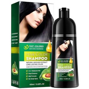 Probuk Shampoo Colorante Donna Nero Naturale, Copertura Capelli Bianchi al 100%, Crema Tinta Semipermanente per Capelli, Facile da Usare, 400 ml