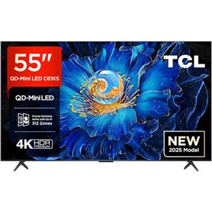 TCL 55C61KS 55 Mini LED TV, 4K UHD QLED, Smart Google TV con Dolby Atmos, Game Master