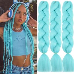 jooceebaby Blu Acqua Extension Per Treccine Africane 24" Kanekalon Treccia Capelli Ombre Jumbo Extension Capelli Fibra Sintetica Treccia Di Scatola Crochet Twist Intrecciare