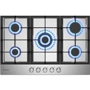 GASLAND GH2705SS1FC 76 cm Piano cottura a gas da incasso in acciaio inox, 5 fuochi con bruciatore wok, compatibile con GPL e gas naturale, 10400 Watt
