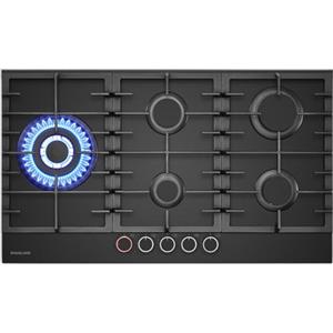 GASLAND PRO GH2905BG1FC Piano in vetro 5 fuochi con manopole illuminate, bruciatori in ottone, 87 cm da incasso fornello a gas butano 10400 W, Compatibile con gas naturale/GPL