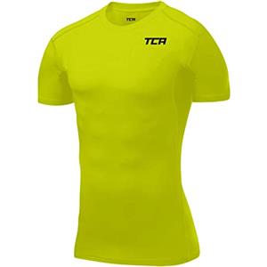 TCA Hyperfusion da Uomo Maglia a Manica Corta Sottomaglia a Compressione - Verde Acceso, M