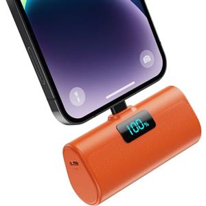 HETP Mini Power Bank 5200mAh, 20W PD Ricarica Rapida Powerbank, Ultra Compatto Caricatore Portatile con LCD Display Batteria Esterna per iPhone 14/14Pro/13/13 Pro/12/12Pro/11/X/XR/8/7/6 ecc-Arancio