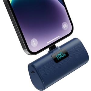 HETP Mini Power Bank 5200mAh, 20W PD Ricarica Rapida Powerbank, Ultra Compatto Caricatore Portatile con LCD Display Batteria Esterna per iPhone 14/14Pro/13/13 Pro/12/12Pro/11/X/XR/8/7/6 ecc-Blu