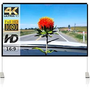 SKERELL Proiettore Schermo con Stand 120 pollice Portable Proiezione Schermo 16:9 4K Proiezioni posteriore HD Schermo con Carrello per Indoor Outdoor Home Theater Backyard