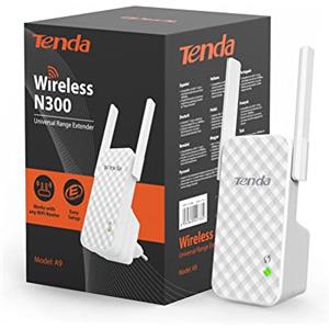 Tenda A9 Ripetitore WiFi Extender e Access Point, Velocità Single Band 300Mbps, Copertura fino a 90m², Compatibile con i principali modem router Wi-Fi, Bianco