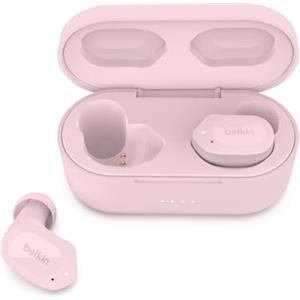 Belkin SOUNDFORM Play Auricolari true wireless,Bluetooth 3 preselezioni dell'equalizzatore,Resistenti a sudore e schizzi IPX5,38 ore riproduzione,Per iPhone,Galaxy,Pixel,Rosa,19-43",180°,AUC005btPK
