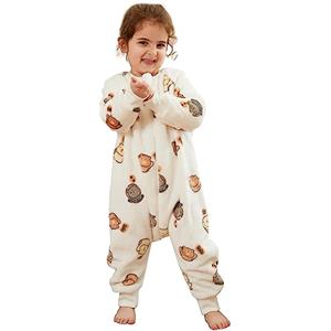 XQ&XG Sacco Nanna con piedini, Bambini Sacco Nanna con gambe 2.0 TOG, Flanella Sacco a pelo a maniche lunghe, Orso bianco, 80