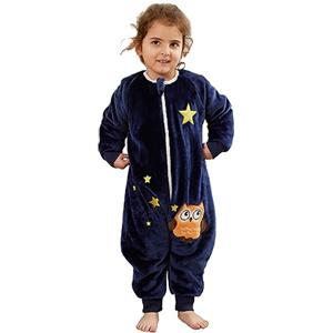 XQ&XG Sacco Nanna con piedini, Bambini Sacco Nanna con gambe 2.0 TOG, Flanella Sacco a pelo a maniche lunghe, Gufo, 90