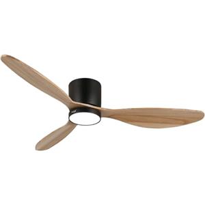 reiga Ventilatore da Soffitto Basso Profilo per Interni con Led Telecomando, Ventilatore da Soffitto Silenzioso da 132 cm con Lampada, 6 Velocità Di Vento Reversibili