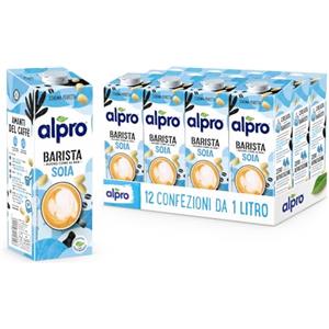 ALPRO BARISTA, Bevanda alla SOIA, Alternativa Vegetale al Latte, Naturalmente Senza Lattosio, ideale con il caffè - 12 confezioni x 1 Litro