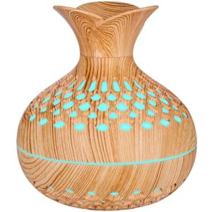 GANCEI Diffusore di oli essenziali, diffusore di aromi USB e umidificatore con luce LED a 7 colori, design a vaso con venature del legno per rilassarsi, alleviare lo stress (leggero)