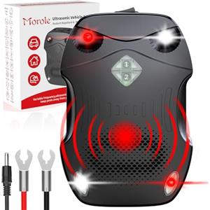 Morole Repellente Topi per Auto, Repellente Martore Auto con Flash | 9-65kHz Ultrasuoni per Topi a Batteria | Anti Martora, Faine, Donnole e Roditori | per Garage, Casa, Giardino