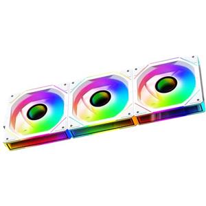 Jungle Leopard Interstellar-V1 UNI Daisy Chain RGB PC Ventola 120MM 3er Pack,2000RPM/58.36CFM/24LEDs,5V3PIN ARGB und 12V4PIN PWM Ventola (Bianco)