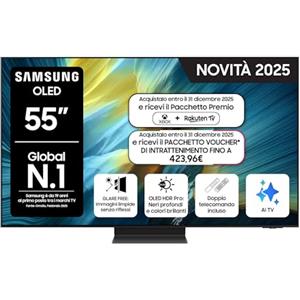 Samsung OLED 4K Vision AI Smart TV 55'' QE55S95FAEXZT, NQ4 AI Gen4 Processor, 4K AI Upscaling, Glare Free, Dolby Atmos & OTS+, Infinity One Design, PACCHETTO INTRATTENIMENTO, 2025