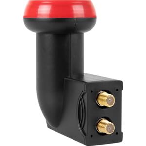 Megasat Diavolo Twin LNB - LNB universale (adatto per 2 utenti, connettori F placcati oro, prestazioni elevate, rumore di soli 0,1 dB) - Nero/Rosso