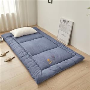 YOUGANG Materasso da pavimento giapponese, materasso futon, per dormitorio tatami, extra spesso, pieghevole, arrotolabile, traspirante, letto per gli ospiti (blu, 100 x 200 cm)