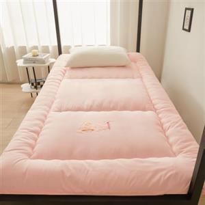 YOUGANG Materasso da pavimento giapponese Futon per dormitorio Tatami extra spesso, pieghevole, arrotolabile, imbottito, traspirante, lettino per gli ospiti (rosa, 90 x 190 cm)
