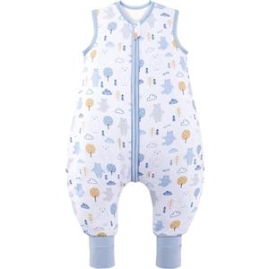 ToyaTec Sacco nanna con piedi, 2,5 Tog, super morbido, realizzato in rayon di bambù, per bambini, in fibra di bambù, per l'inverno, per l'autunno e l'inverno (orsi, 80cm (18-36 Mesi))