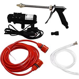 GLOGLOW Idropulitrice Elettrica Portatile, 100W 12V, Pompa Acqua con Filettatura G1/2, per Auto, Biciclette, Giardini, 6m Tubo