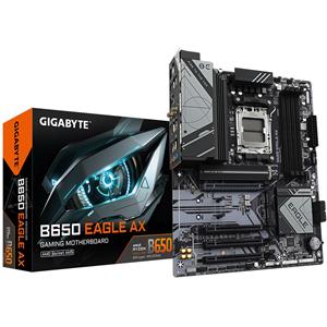 AMD GIGABYTE B650 EAGLE AX Motherboard - AMD Ryzen 9000 Series CPUs, 12+2+2 Phases VRM, up to 7600MHz DDR5 (OC), 1xPCIe 5.0 + 2xPCIe 4.0 M.2, GbE LAN, WIFI 6E, USB 3.2 Gen 2