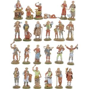 Moranduzzo Gruppo Pastori 24 Personaggi per Presepe da 6 cm - MINI 6 - Scala 1:32 - Statuine Indistruttibili Rifinite a Mano, Scultore M. Landi, Made in Italy