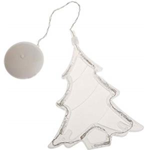 LEDMOMO Illuminazione Natalizia - Luce per finestra a forma di albero di Natale con ventosa e alimentata a batteria per decorazione natalizia (Luce Bianca Pura)