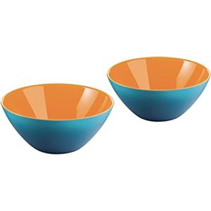 Guzzini My Fusion - Set di 2 Ciotole in Acrilico Resistente Senza BPA, Diametro 12,5 cm, Ottime per Dessert e Zuppe, Blu e Arancione