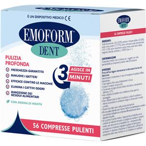 Polifarma Benessere EMOFORM DENT - 56 Compresse Pulenti per Protesi Dentali e Apparecchi Ortodontici con Aroma di Menta