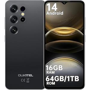 OUKITEL C2 - Smartphone Android 14-16(4+12) GB RAM + 64GB ROM/TF 1TB - 6,52" HD Telefono Cellulare 5000nAh 13MP+5MP Camera Telefono Dual SIM 4G Cellulari e Smartphone /3.5mm Jack/Face ID/OTG Nero