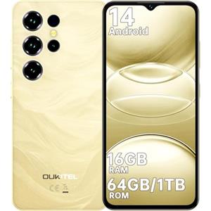 OUKITEL C2 Smartphone 2025-6,52" HD Telefono Cellulare - Android 14, 16(4+12) GB RAM + 64GB ROM/TF 1TB 5000nAh 13MP+5MP Camera Telefono Dual SIM 4G Cellulari e Smartphone /3.5mm Jack/Face ID/OTG Oro