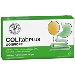 Unifarco Colitab Plus - Integratore per l'eliminazione dei gas intestinali, 30 capsule con Cumino, Finocchio e Anice