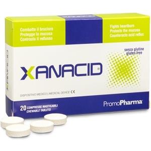 PromoPharma Xanacid - Compresse Masticabili Antiacido e Antireflusso - Sollievo Immediato da Bruciore di Stomaco - 20 Compresse