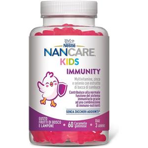 Nestlé Nancare Kids Immunity - Integratore Multivitaminico per Bambini con Zinco, Selenio e Estratto di Bacca di Sambuco - 60 Caramelle Gommose