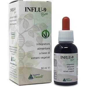 Alchimia Benoit INFLU-9 Ben - Integratore alimentare 30 ml con estratti vegetali per il supporto delle difese naturali