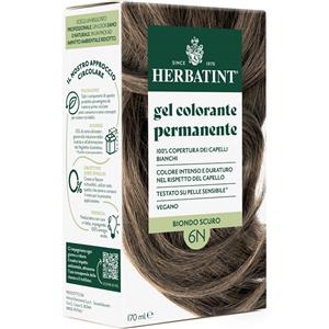 Herbatint Gel Colorante Permanente 6N Biondo Scuro - 170 ml, Senza Ammoniaca, 100% Copertura Capelli Bianchi, per Pelli Sensibili con 8 Estratti Naturali Bio