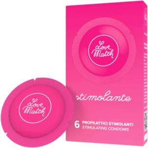 Love Match Profilattici Stimolanti 6 pezzi - Superficie a rilievo per una stimolazione intensa