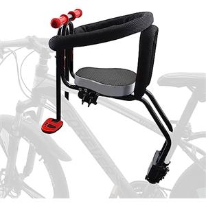 Honeyhouse Seggiolino per bicicletta per bambini con recinzione di protezione, seggiolino di sicurezza con supporto anteriore, con braccioli e pedali, sedile di sicurezza regolabile, Nero-nuovo