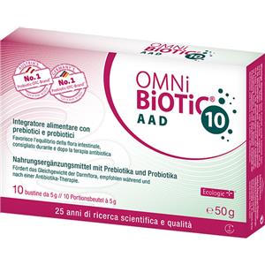 INSTITUT ALLERGOSAN Omni Biotic 10 AAD - Integratore con 10 Bustine da 5g per l'Equilibrio della Flora Intestinale