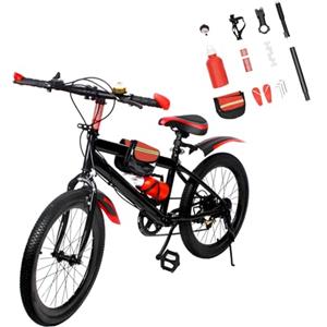 ROGONPDK Bicicletta per bambini da 20 pollici, mountain bike, bicicletta a 7 marce, per ragazzi e ragazze, con borraccia, custodia, campana bussola, bicicletta in acciaio al carbonio, portata: 85 kg (rosso)