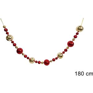 Due Esse Christmas Ghirlanda Natalizia con Palline 180cm Rosso oro di Dueesse