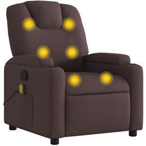 vidaXL Poltrona Massaggiante Reclinabile Marrone Scuro in Tessuto, poltrona reclinabile, poltrona massaggiante elettrica, poltrona in tessuto