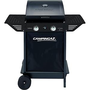 Campingaz Xpert 100 LS Plus Rocky Barbecue Gas per Pietra Volcanica, BBQ Gas con 2 bruciatori, 7,1 kW di potenza, 2 griglie in acciaio cromato, 2 tavolini laterali e rocce di lava