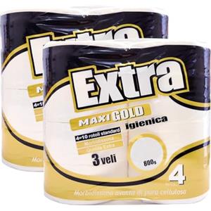Amami BEAUTY Extra Maxi Gold - CARTA IGIENICA 3 VELI 4 ROTOLI - Morbidissima Ovatta di Pura Cellulosa, Alta Qualità (8)