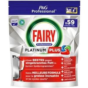 Fairy Professional Platinum Plus - Pastiglie per lavastoviglie, 59 lavaggi, ottima soluzione detergente per grasso bruciato e programmi brevi