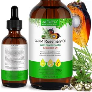 Generisch Olio Batana, Essenziale Di Rosmarino E Di Ricino Nero 3In1 Per Capelli - Stimola Crescita, Volume E Lucentezza 60Ml