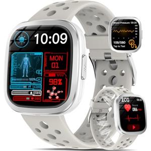 YYKY 2025 Smartwatch Uomo Donna ECG+HRV 1,72''Orologio Smartwatch ????li????????m????????/Pressione Sanguigna/Cardiofrequenzimetro/Chiamate/SPO2/BMI/Acido Urico/Lipidi/Sonno/Pulsante SOS,Cinturino traspirante